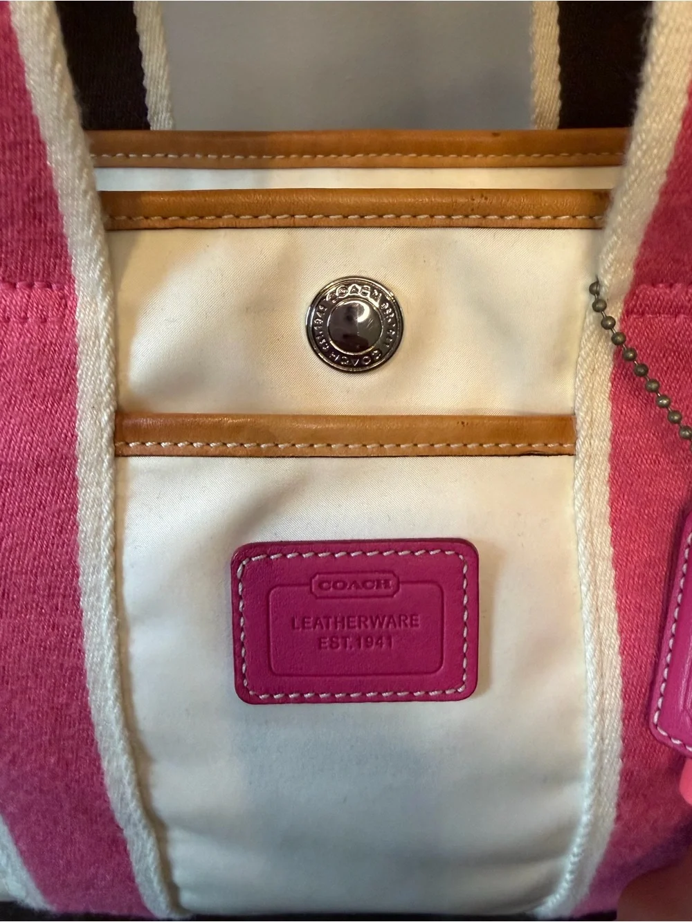 Vintage Coach Hampton Tote Canvas Tote Style 1894 + Pop Mart Crybaby Pink Cutie